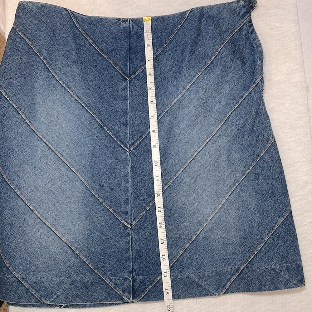 Vintage Ralph Ralph Lauren Abstract Blue Denim Jean High Rise Skirt Y2K Size 8 - Picture 10 of 14